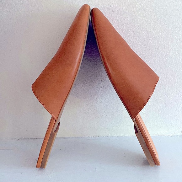 Madewell Cory leather flat mules English saddle tan size 8 - Picture 14 of 14